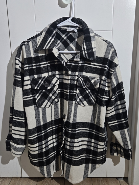 Dex Jackets & Blazers - Dex Black and White Plaid Button-Up Shirt Jacket